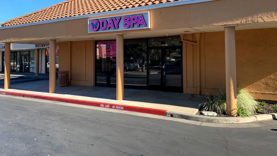 The Butterfly Day Spa storefront in its Saratoga strip mall